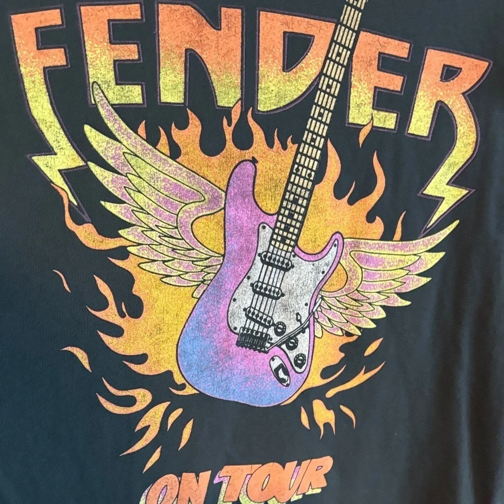 Fender Black Tee with Colorful Guitar Graphic - Picture 3 of 7